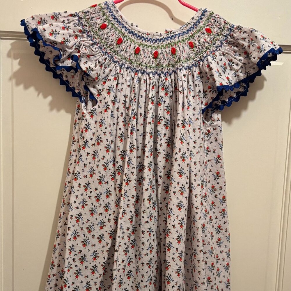 Girls Remember Nguyen long flutter sleeve smocked dress, size 6x